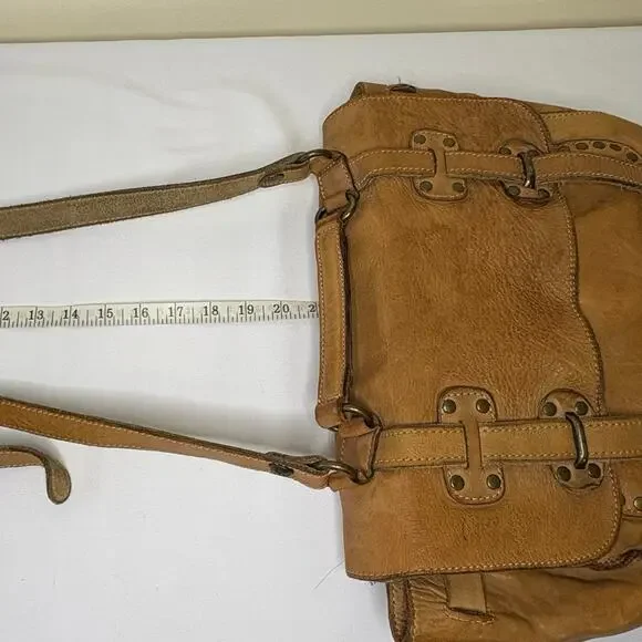 Patricia Nash Leather Studded Messenger Shoulder Bag Camel - Picture 13 of 16